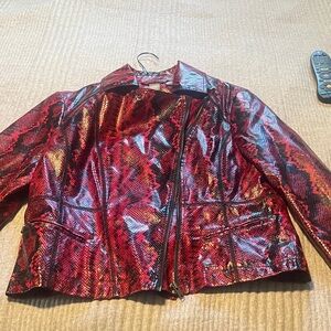 Women's  faux Red Snake Print Jacket